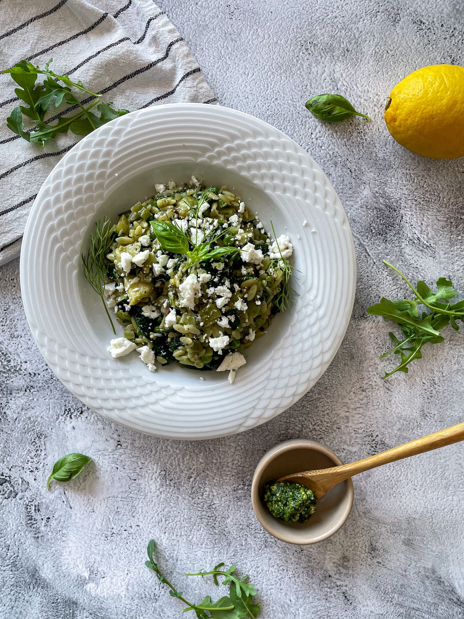 orzo met groene pesto