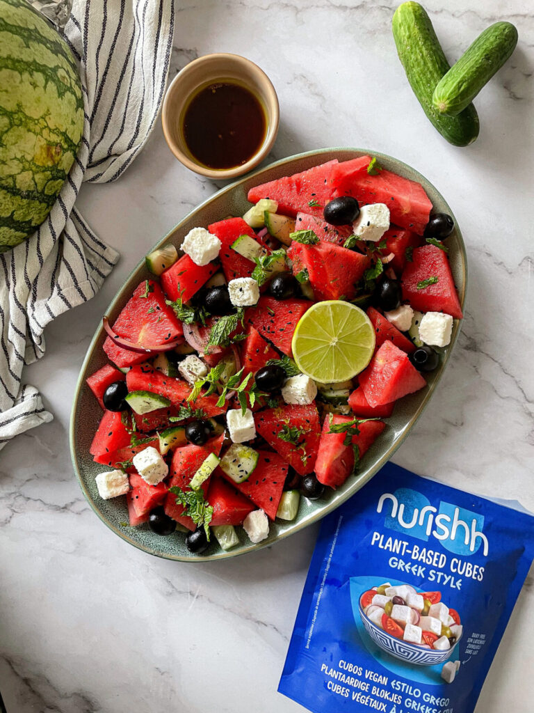 watermeloen salade met vegan feta
