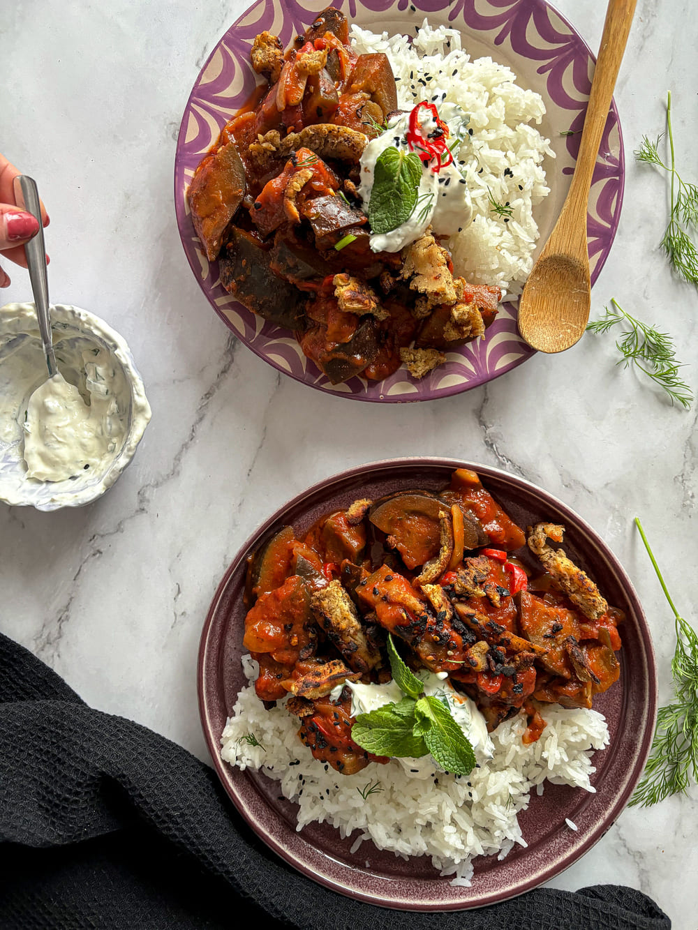 aubergine stoof