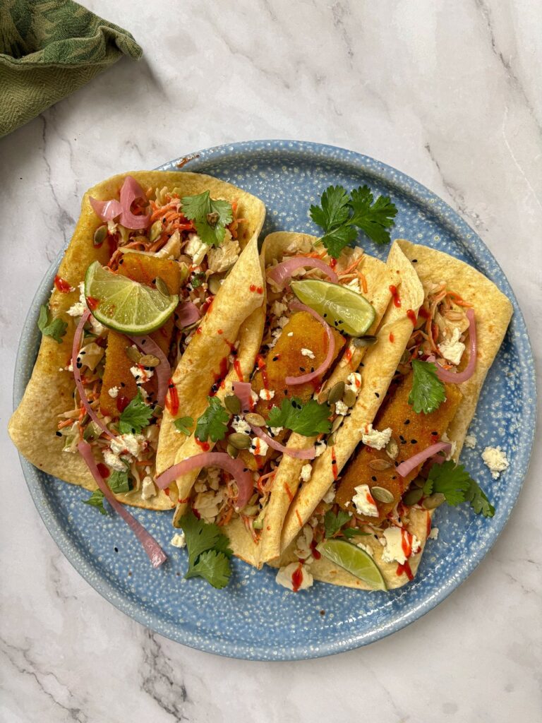 mais tortilla's met vegetarische vissticks