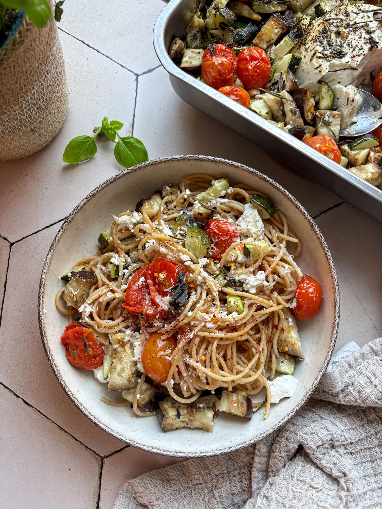 pasta met gebakken ricotta