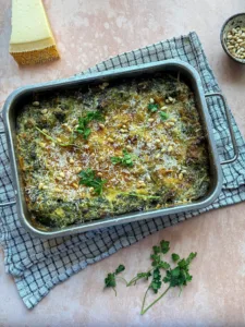 Spinazie lasagne met ricotta en pijnboompitten