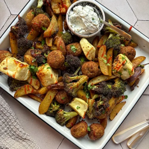 traybake met falafel